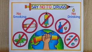 International Day Against Drugs Abuse poster drawing| Say No to Drugs poster| Drug Poster|No smoking
