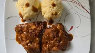 French fries salmon with mashed potatoes/Tracy-Ann's kitchen 