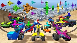 Rainbow Spiderman vs Longest Ramp in GTA 5 - Jumping from Highest Mega Ramp in GTA 5 #20
