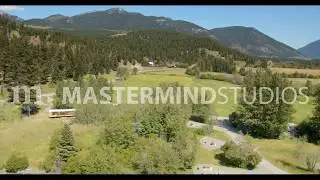 Aerial view of the Downing Provincial Park camping and recreational site on the shore of Kelly Lake