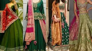 Green lehenga with contrast colour dupatta | Green lehenga colour combination