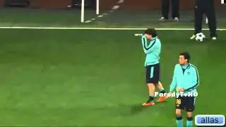 YouTube   Lionel Messi Parody Funny Shot Training vs Arsenal 2011