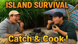 Island Survival Challenge | Catch & Cook Fresh Fish on Remote Beach
