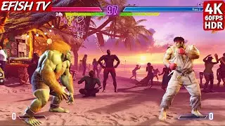 Бланка против Рю (Самый сложный ИИ) &mdash; Street Fighter | 4K 60FPS HDR