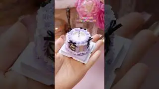 Crafting a vintage lilac mini clay cake with bows and a candle! 🎂💜#handmade #cakes #crafts #diy