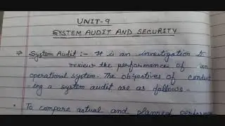 IVth sem:System Audit and Security