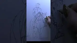 pen and watercolour cowboy on horse painting