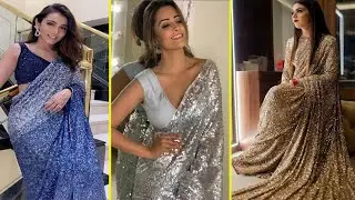 Latest party wear Sequin saree designs, Gorgeous Sequin saree design ideas, Stunning sequin sarees