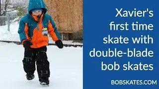 Xavier's first time skate with double blade bob skates