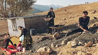​Non-stop work in the mountains! Nomadic mother and village man completing the vital ladder!