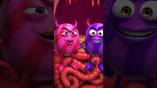 introduction of devil candy and chips 😈🍭.    #micro heroes studio#sugarshocker #3D Al video#aiart