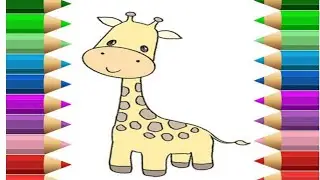 How to draw cute Giraffe drawing, coloring, art for kids and toddler