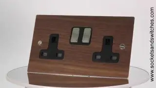 Flat Wood Veneer Walnut Satin Stainless Sockets and Switches