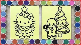 Colored sand painting christmas cookies, christmas tree and Hello Kitty (Chim Xinh channel)