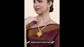 1 one gram gold plated opera style ethnic necklace set for womans & Girls