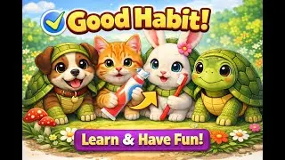 The Turtle 🐢 Friends Teach a Good Habit 🐶🐱🐰 Fun Kids Story#kidsentertainment #cartoonsforkids #