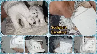 Sculpture of a polar bear and her cub in hard plaster #sculpture #art