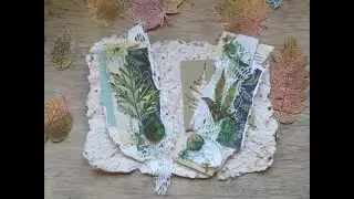 How to make green collage clusters with botanical ephemera / eco junk journal moss imitation
