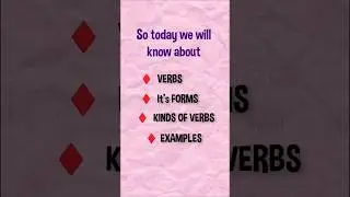 Verbs - forms of verb #english #learnenglish #@sunrise.edu99  # #actionverbs #verb #formsofverb
