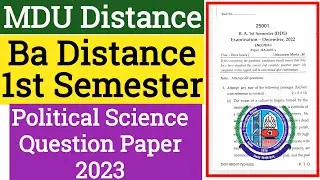 Mdu Ba Distance Political Science 1st semester Question Paper 2023 | Mdu Ba Political Science Paper