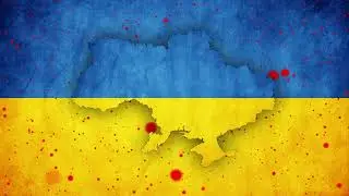 Ukraine Flag Background Loop with moving Blood Particles