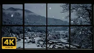 4K Fake Window View of Snow Ambience | Relaxing, Sleeping, Projector