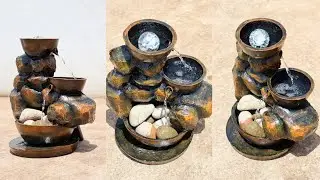 Awesome Cement Concrete Stone Model Indoor Desktop Waterfall Fountain | Best DIY Water Fountains