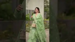 💚Pista green Colour Embroidered Attractive Party Wear Georgette Top Plazo ,dupptta ✨️dm to purchase