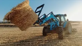 Gathering Bales with Front Loader Tractor Landini