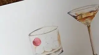 رسم كأس كريستالي الجزء الثاني  drawing crystal with cherries- silent nature part two