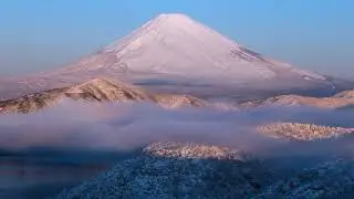 【富士山冬景】雪景色の箱根から