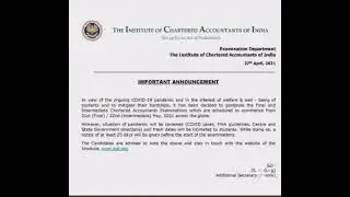 CA may 2021 exams postponed