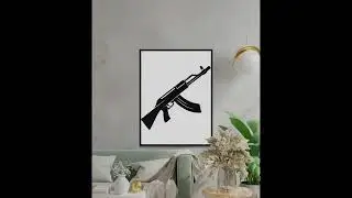 AK 47 Silhouette SVG, Assault Rifle Clipart, Weapon Icon Vector, Military Digital Cut File