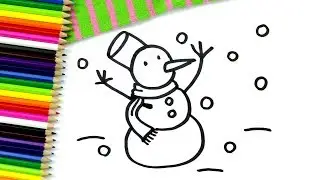 How to Draw a Snowman and Snowflake Coloring Pages for Kids | Art4Kids
