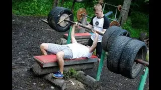 Amazing gym built entirely from trees, tyres and used car parts in a forest