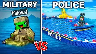 JJ and Mikey : MILITARY vs POLICE Ship Battle - Maizen in Minecraft ! (Maizen)