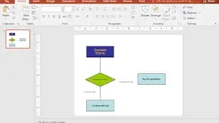 Use a straight connector between the decision shape and the process shape (Buy the application)...