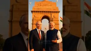 Putin & Modi at India Gate &ndash; A Moment of Diplomacy #shorts #ai #viral #aiart #diplomacy #trending