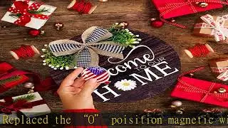 Interchangeable Welcome Sign Wreaths for Front Door - 12Inches Seasonal Solid Round Rustic Wood Doo