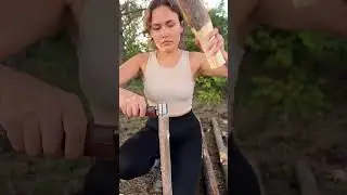 The GIRL made it out of WOOD🤯#camping #survival #bushcraft #outdoors #marusya #shiklina