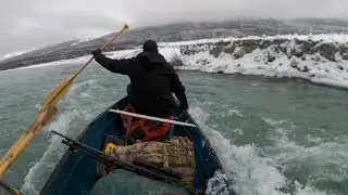 Crazy winter Alaska river float.  #alaskawinter #canoe #wintersurvival