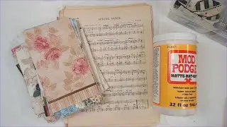 Decoupage Napkin Collage Music Sheet Envelopes