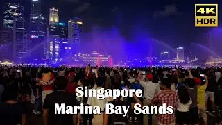 Singapore Night Walking Marina Bay Sands Spectra - A Light & Water Show