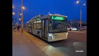Минск, поездка в троллейбусе МАЗ-203Т70, парк.№ 4303, марш.9 (28.03.2024)