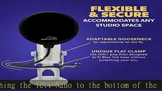 Auphonix ポップガード Blue Yeti マイク用 フラット設計 2重張り 【全米大ヒットのロングセラー】ポップブロッカー Pop Filter Double screen mesh 正規品