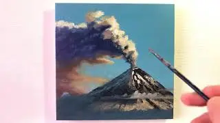 Cómo pintar un volcán en erupción. Pintura al óleo. Paso a paso. Paisaje.