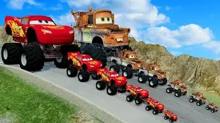 Big & Small Monster Truck Mcqueen vs Big & Small Monster Truck Mater vs DOWN OF DEATH BeamNG.drive