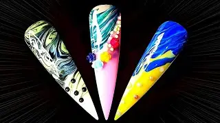 Super Easy Marble Nail art design compilation #dragmarble #newnailidea#needlemarble#easysimplenails
