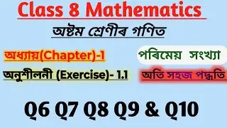 Class 8 Maths Chapter 1 Rational Numbers Ex 1.1 Q6 Q7 Q8 Q9 Q10 | Full Solution in Assamese | NCERT 