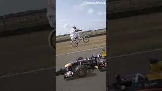 Attempting to jump over a MOVING F1 car&hellip; on a BMX 😮🏎️ #shorts